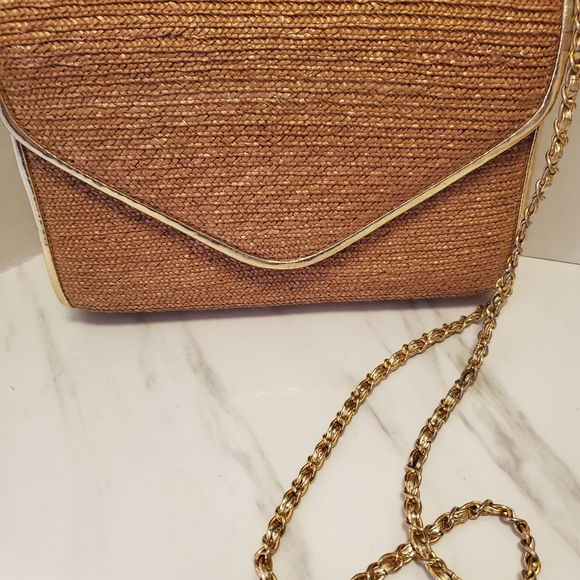 laRegale Handbags - Woven Shoulder Or Crossbody Bag With Gold Chain By LaRegale